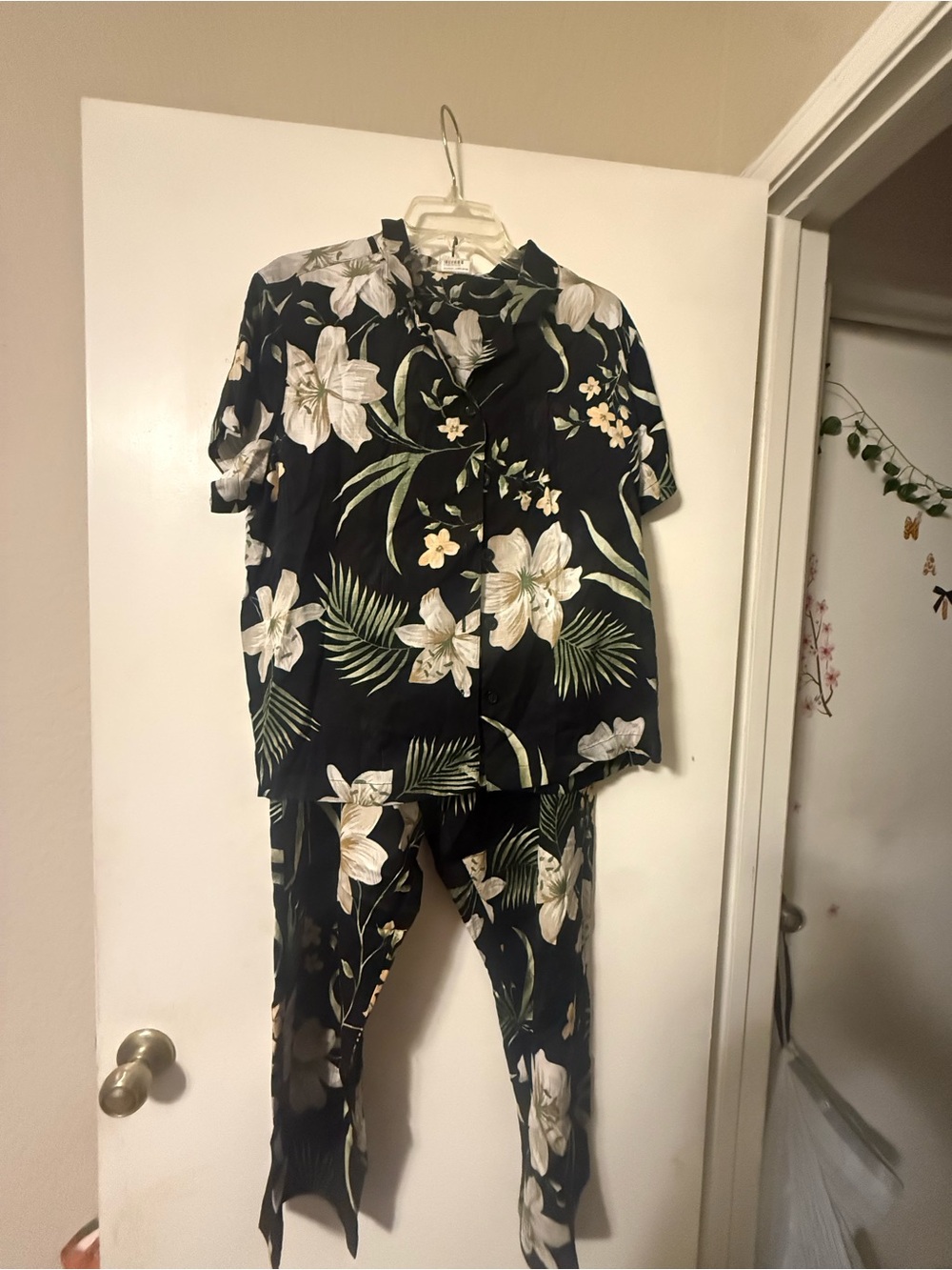 White Stag Black Floral Women's Jumpsuit Set XL